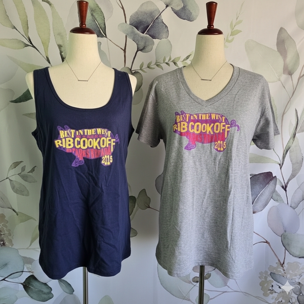 Set of 2: Best in the West Sparks NV Nugget Rib Cook-Off Shirts - Ladies XL